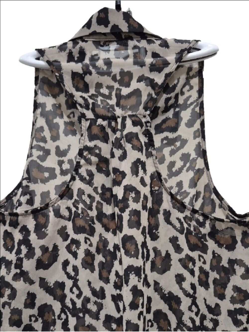 Bluenotes Leopard Print Sheer High-Low Vest Top M - Picture 6 of 12